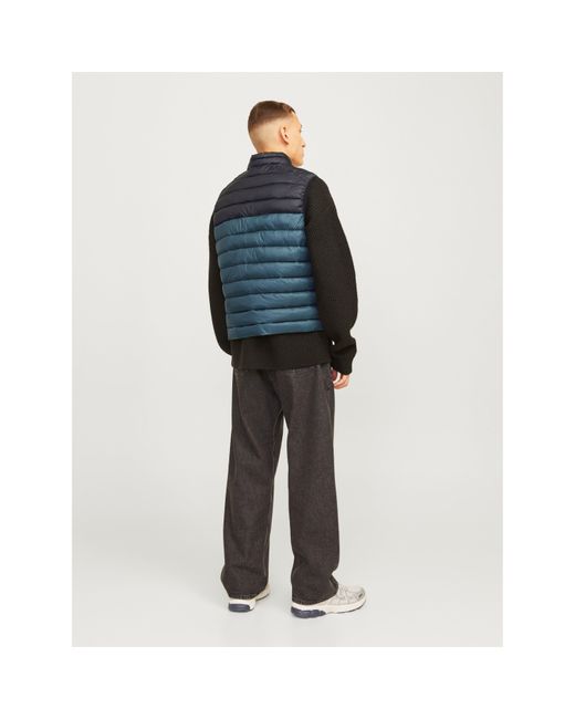 Jack & Jones Blue Sleeveless Zipper Gilet for men