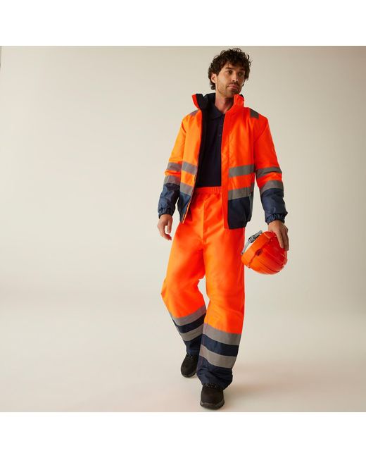 Regatta Orange Waterproof Hi-Vis Bomber Jacket for men