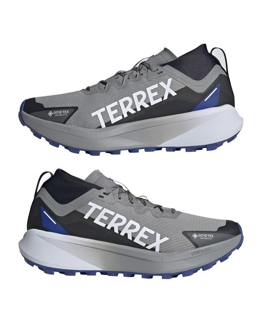 Adidas Blue Agravic Gore-Tex Trail Running Shoes for men