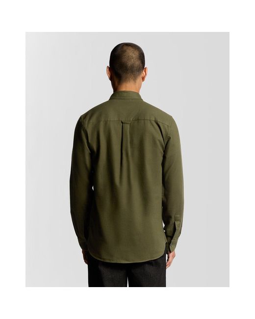 Lyle & Scott Green Flannel Long Sleeve Shirt for men