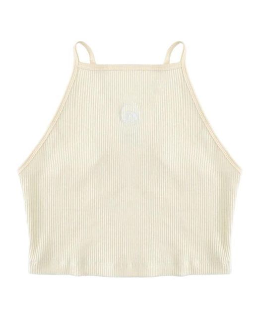England Netball Natural Ribbed Netball Fitted Crop Top