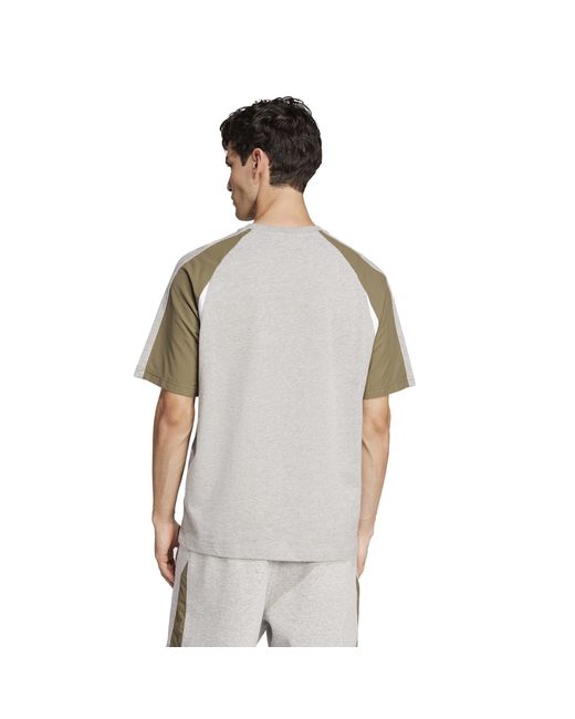 Adidas Gray Seasonal Essentials Colorblock T-Shirt for men