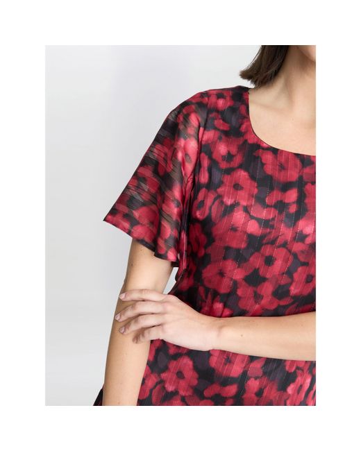 Gina Bacconi Red Annette Chiffon Jersey Dress
