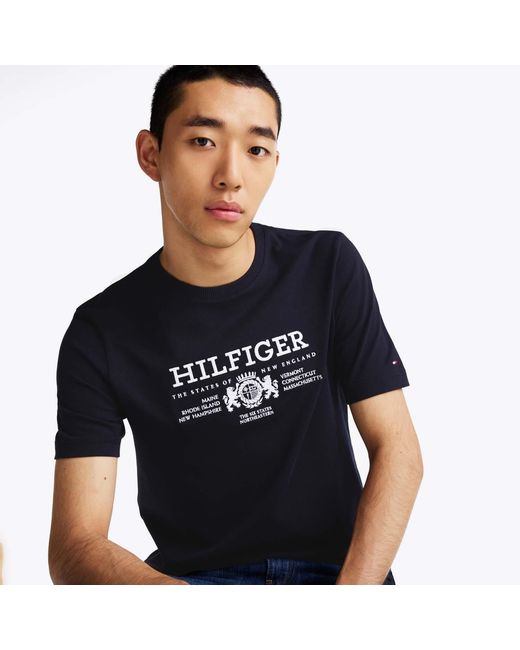 Tommy Hilfiger Blue Crest Logo Embroidery T-Shirt for men