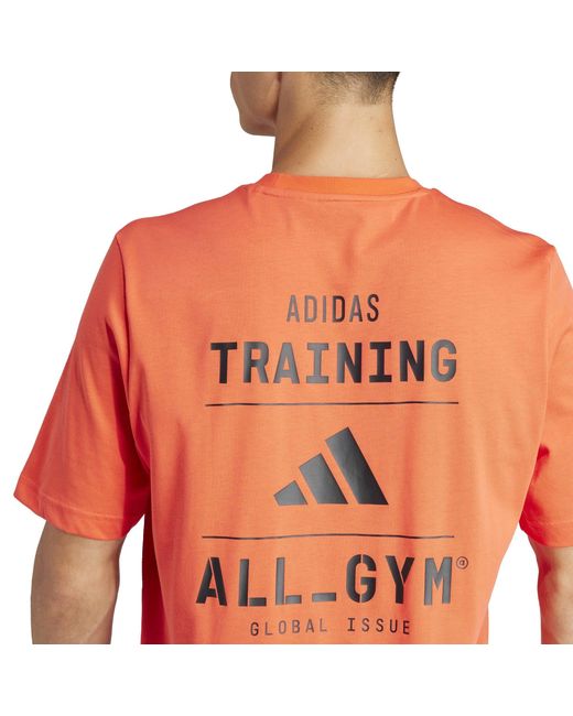 Adidas Orange All-Gym Category Graphic T-Shirt for men