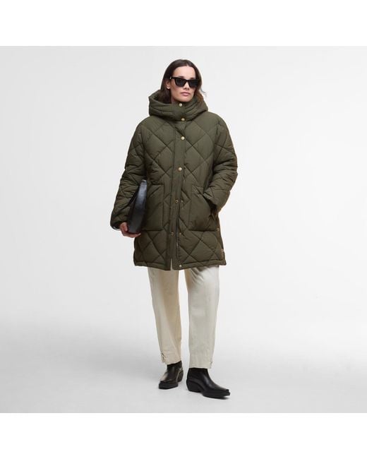Barbour Green Kailyn Hooded Long Sleeve Medium Puffer Jacket