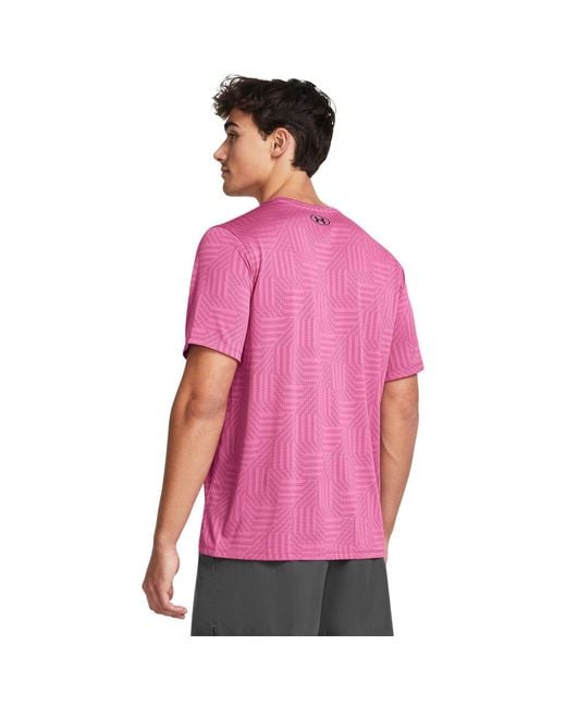 Under Armour Pink Tech Vent Geotessa Short Sleeve T-Shirt for men