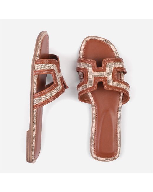 Where's That From Brown Wheres Cut Out Strap Detail Flat Sandals
