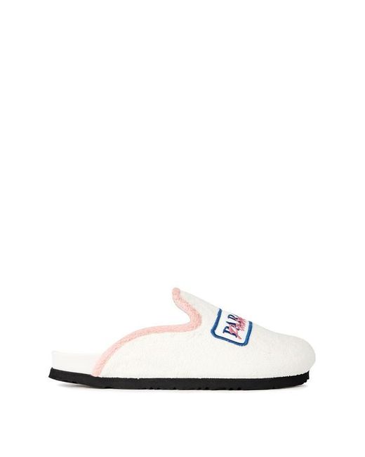 Palm Angels White Patch Terry Cloth Mules for men