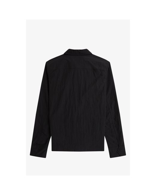 Fred Perry Black Long Sleeve Zip Overshirt for men