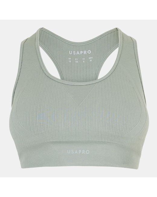 Usa Pro Green Up Seamless Crop Sports Bra