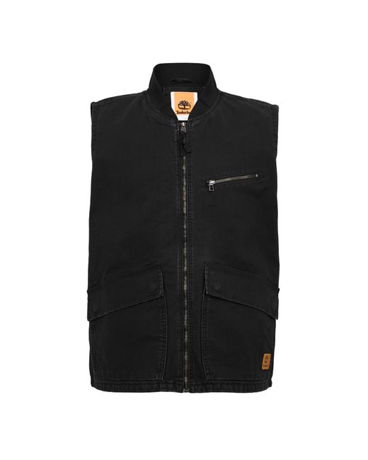 Timberland Black Washed Canvas Gilet for men