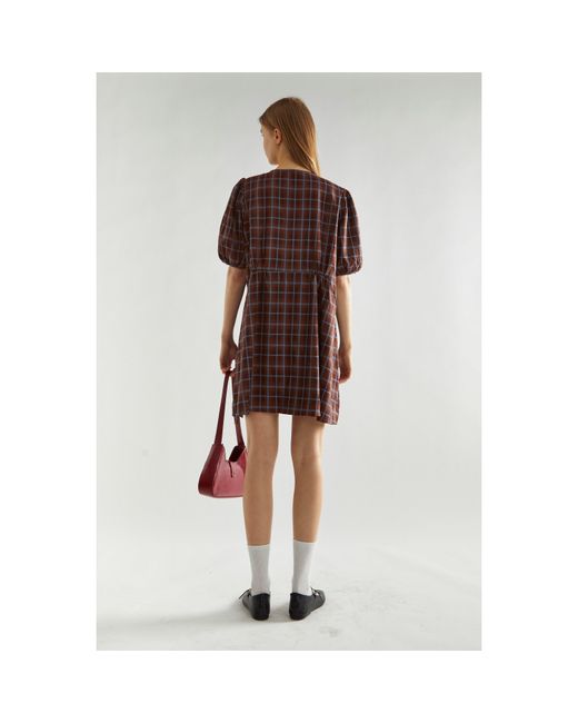 Glamorous Brown Check Tie-Front Mini-Dress