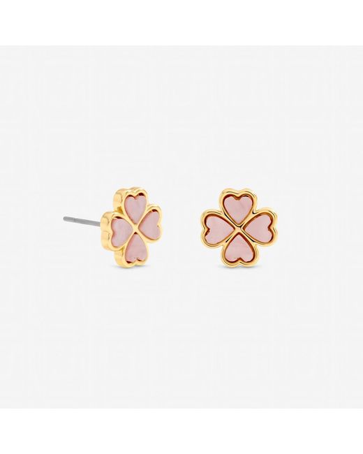 Jon Richard Pink Plated And Heart Clover Stud Earrings