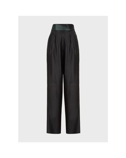 Emporio Armani Black High-Waisted Wide Leg Trousers