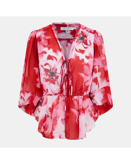 Ted Baker Red Aleria Floral Top