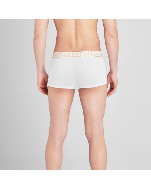 Versace Black Two Pack Greca Waistband Trunks for men