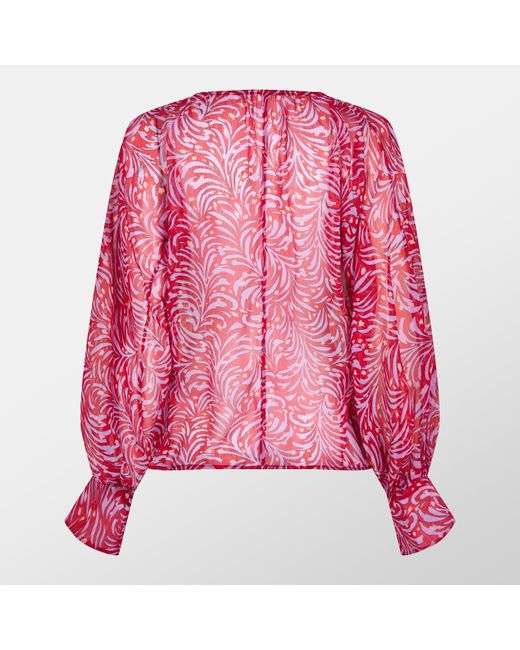 French Connection Pink Amy Chiffon Long-Sleeve Blouse