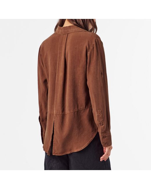 Bella Dahl Brown Split Back Long-Sleeve Plain Shirt