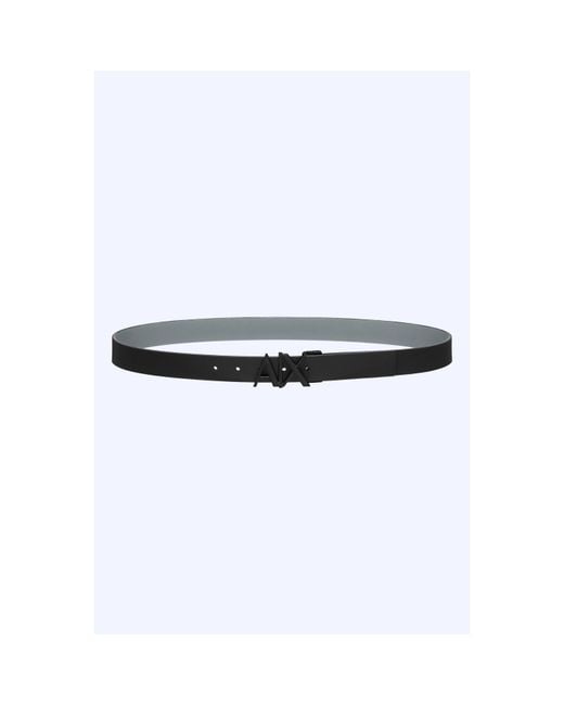 ARMANI EXCHANGE White Cut Out Logo Leather Belt for men