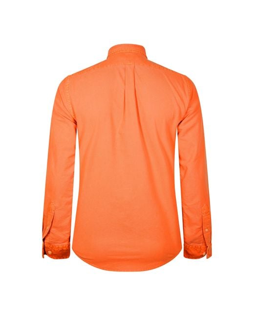 Polo Ralph Lauren Orange Slim Fit Oxford Long Sleeve Shirt for men