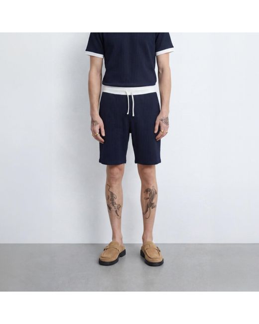 Twisted Tailor Blue Henry Textured Shorts for men