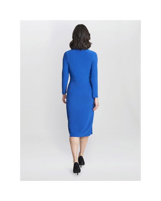 Gina Bacconi Blue Gloria Jersey Wrap Dress