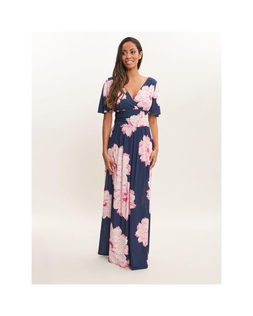 Gina Bacconi Blue Berlin Multi Colored Floral Maxi Dress
