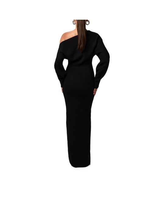 Naked Wardrobe Black Knit Off-Shoulder Sweater Maxi Dress
