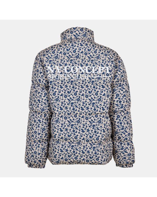 NY Concept Blue Baroque Puffer Jacket for men