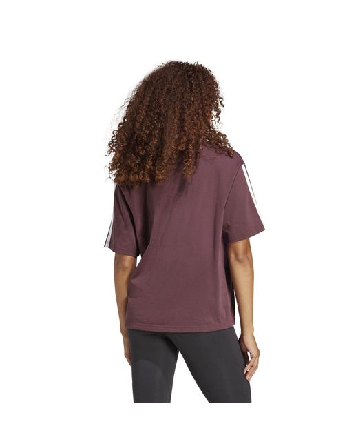 Adidas Purple Essentials 3 Stripe T-Shirt
