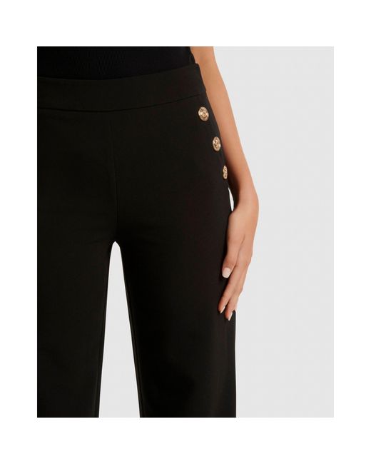 Forever New Black Megan Button Wide Leg Pant