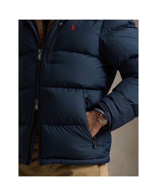 Polo Ralph Lauren Blue El Cap Water Resistant Duck Down Detachable Hood Short Puffer Jacket for men