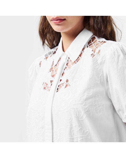 French Connection White Cambria Shirt Mini Dress