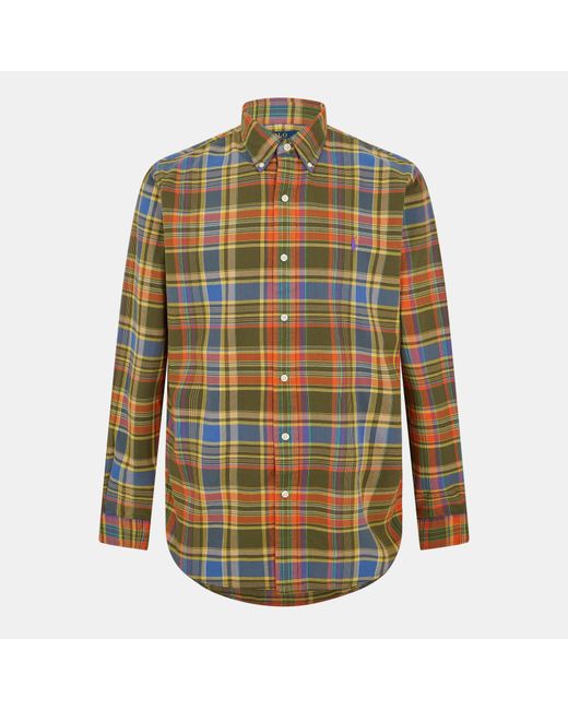 Polo Ralph Lauren Green Oxford Check Long Sleeve Shirt for men