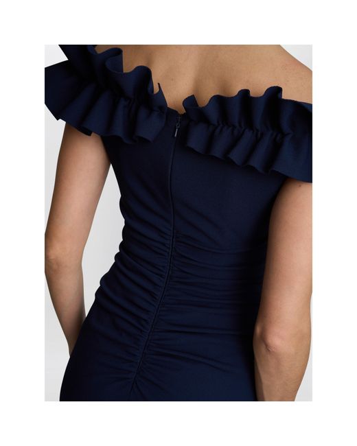 Gina Bacconi Blue Viola Ruffle Top Maxi Dress