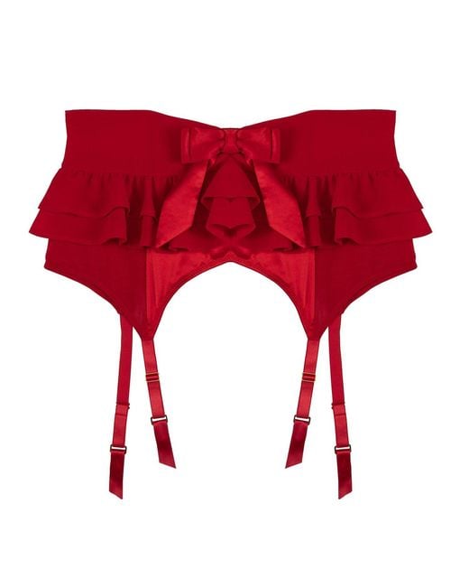 Playful Promises Red Annette Satin Skirted Suspender Belt
