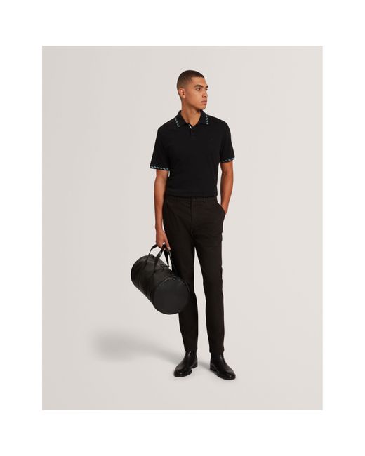 Ted Baker Black Jacquard Short-Sleeve Polo Shirt for men