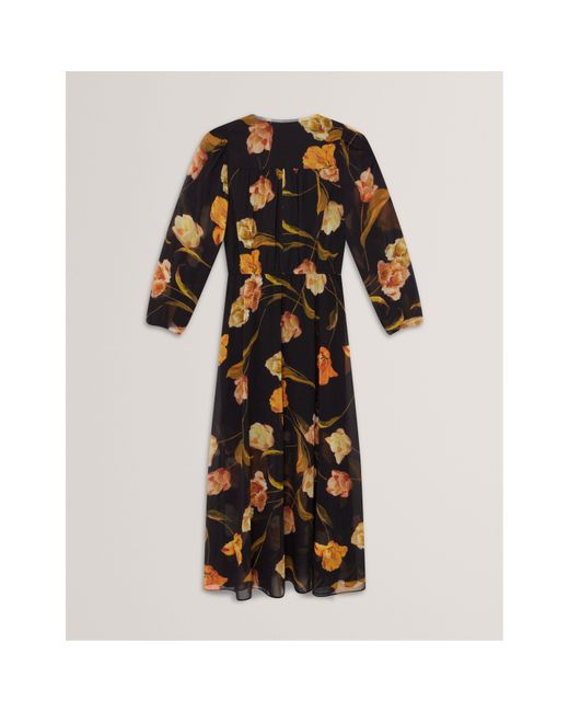 Ted Baker Black Plain Midi Tea Dress