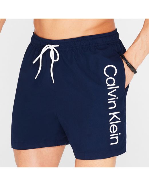 Calvin Klein Blue Large Logo Swim Shorts for men