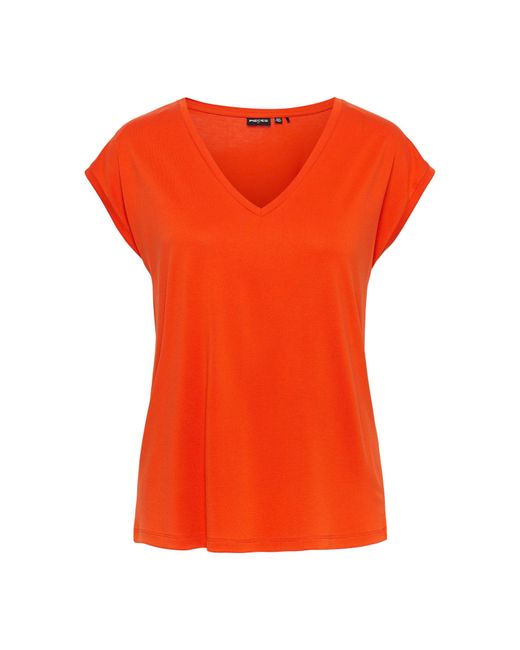 Pieces Orange Regular Fit Knitted T-Shirt