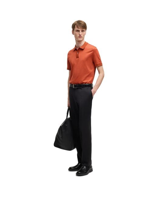 Boss Red H-Parlay Micro-Pattern Cotton Short Sleeve Polo Shirt for men