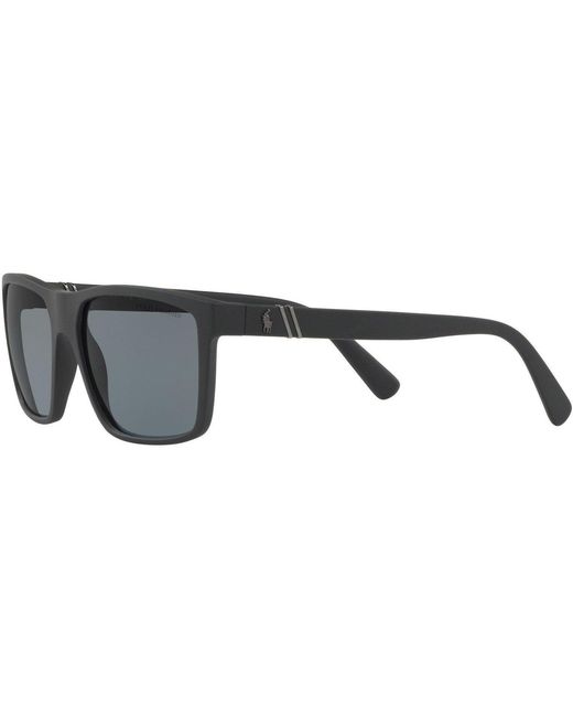 Polo Ralph Lauren Black Rectangle Sunglasses for men