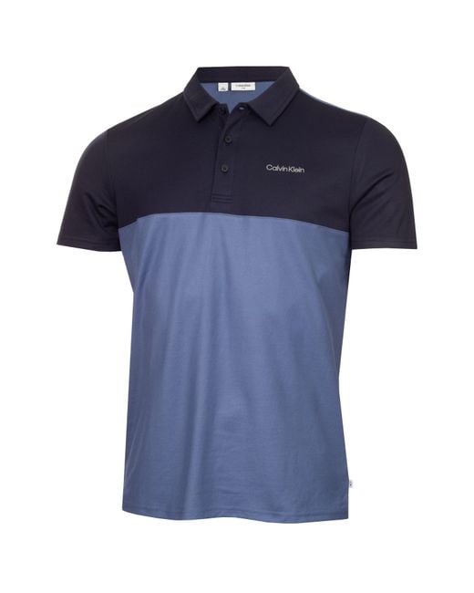 Calvin Klein Blue Jc Block Short Sleeve Performance Polo Shirt for men