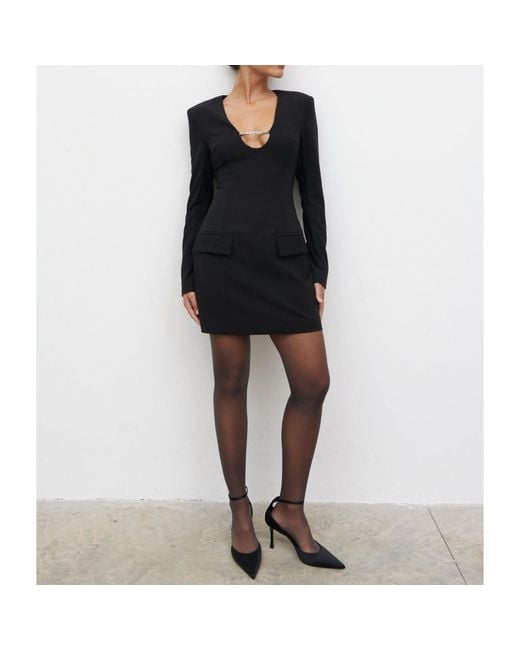 Pretty Lavish Black Lou Long Sleeve Embellished Trim Mini Dress