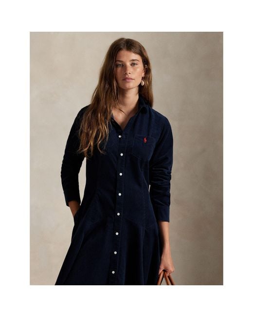 Polo Ralph Lauren Blue Cord Shirt Dress