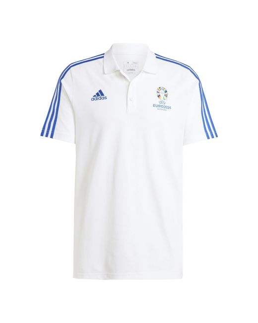 Adidas White Uefa Euro24 Official Emblem Polo Shirt for men