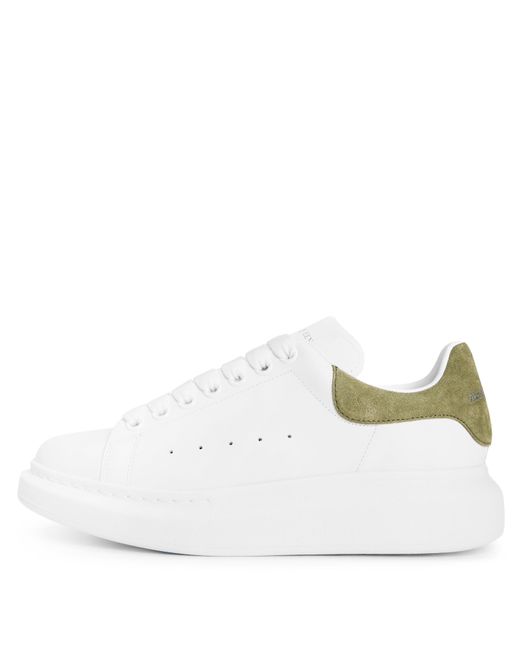 McQueen White Logo Print Leather Oversized Trainers