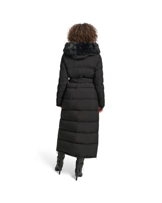 DKNY Black Longline Long Puffer Jacket