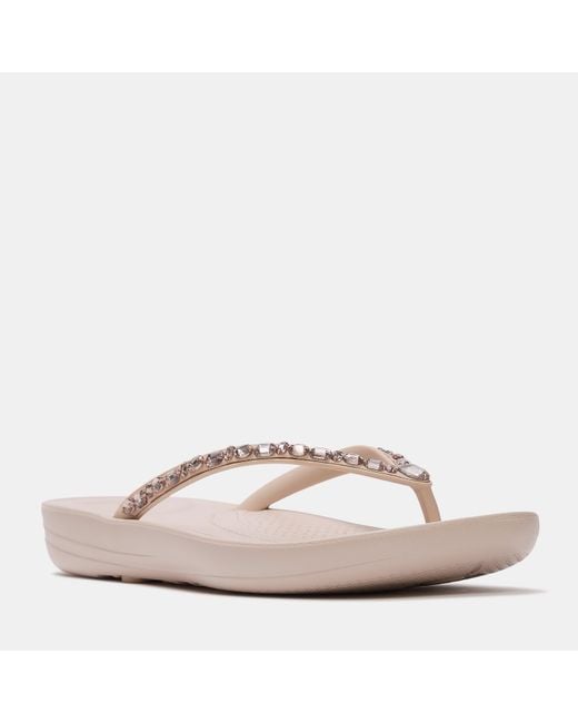 Fitflop Pink Iqushion Multi Crystal Flip Flops